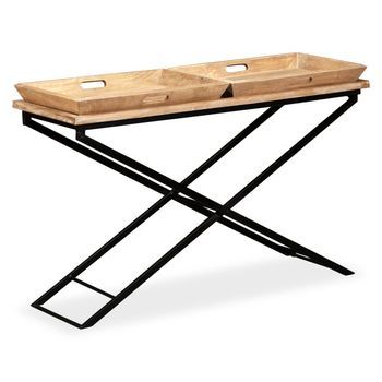 Mesa Consola De Madera De Mango Maciza 130x40x80 Cm Vidaxl