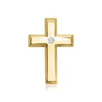 14 quilates oro amarillo colgante cruz diamante 002 ct