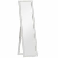 homcom espejo de cuerpo entero 157x37 cm con marco de mdf espejo de pie inclinado o colgante blanco veteado