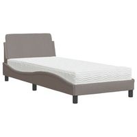 cama con colchon dover tela gris taupe 90x190 cm vidaxl