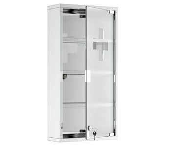 Homcom armario de medicinas botiquín gabinete de primero auxilios acero inox 4 estantes caja colgante de pared con cerradura