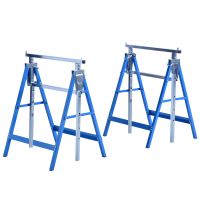 homcom set de 2 caballetes telescopicos plegables con altura ajustable para mesa y trabajo bricolaje carga 200 kg 68x58x80-130 cm azul   aosom espana