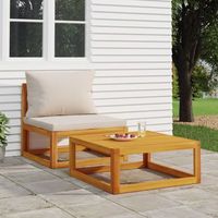 sofas de jardin 2 uds  mueble jardin mesa y sillas con cojines madera maciza acacia cfw485731