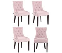 juego de 4 sillas de comedor aberdeen en terciopelo rosado 58x55x92 cm