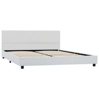 cama matrimonial  cama doble  estructura de cama sin colchon cuero sintetico blanco 160x200cm cfw75952