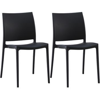 Juego De 2 Sillas De Jardin Meton Plástico Negro 49x42x81 Cm Clp