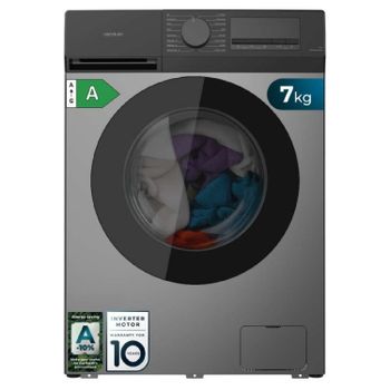 Cecotec Lavadora Carga Frontal 7Kg Bolero DressCode 7450 Inverter Steel, 1200 rpm, 16 programas, Clase A-10%