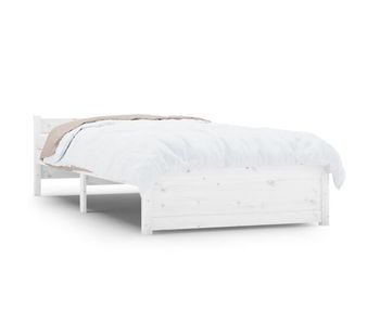 Estructura de cama individual madera maciza blanca 90x190 cm