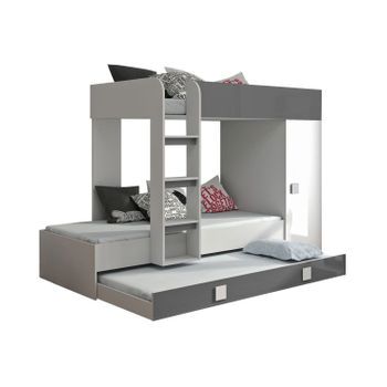 Litera Hartford 191, Litera Con Cama Extra, Gris, Aglomerado Laminado, Somieres