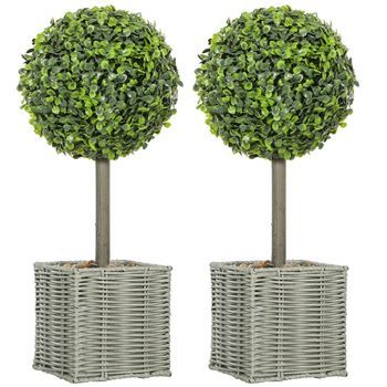 Set De 2 Árboles Artificiales Uv En Maceta Para Interior/exterior