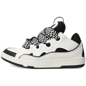 Lanvin Deportivas Moda Curb Leather Sneakers White Black para hombre