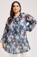 yours london blusa azul marina floral con cremallera mujer curvy y tallas grandes yours london