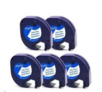 5 cintas para  dymo letratag label maker plus lt100h lt100t letratag qx50 negro-blanco 91201