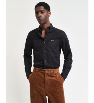 Gant para hombre. 3000302 Camisa Oxford Pinpoint Slim Fit negro (L), Casual, Algodón, Clásico, Manga larga