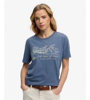 superdry para mujer w1011850a camiseta insutry worker azul m casual algodon manga corta