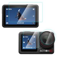 puluz para dji osmo action 5 pro lente 3 en 1 pantalla frontal y trasera protector de pantalla de pelicula a prueba de explosiones de vidrio templado