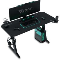 sense7 nomad basic mesa gaming ergonomicos con accesorios 120x60 negra