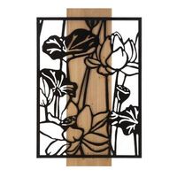 panel de metal negro y madera marron dimensiones 60x2x90 cm