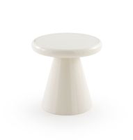 mesa auxiliar de metal color crema con cristal