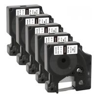 5 dymo 18444 compatibles cintas rotuladoras cinta de vinilo negro sobre blanco 12mm