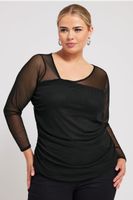 yours london top malla negro con cuello asimetrico mujer curvy y tallas grandes yours london