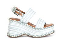 sandalias cuna doble banda en tejido whitelight blue