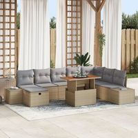juego de sofa de jardin de 9 piezas con cojines beige polirratan v2707 unico  beige