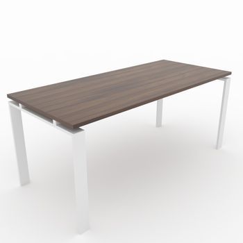 Mesa/escritorio Para Teletrabajo, Oficina Y Hogar. Estructura Marco Abierto Color Blanco. Tablero Color Nogal. Fabricado En España. (200 X 80 Cm).