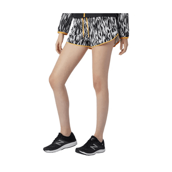 Pantalón corto New Balance Printed Fast Flight Split Blanco Negro Mujer, Talla XS