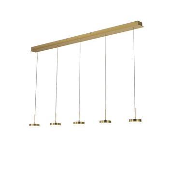 Lámpara Colgante Fabas Luce Dunk De 5 Luces - Led Regulable De 40 W - Latón Satinado Diseño Lineal