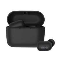 auriculares savio tws-09 inalambricos bluetooth para llamadas y musica con microfono hd control tactil y resistencia ipx5 negros