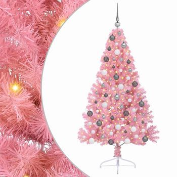 Árbol De Navidad Artificial Preiluminado Rosa 180 Cm Pvc Vidaxl
