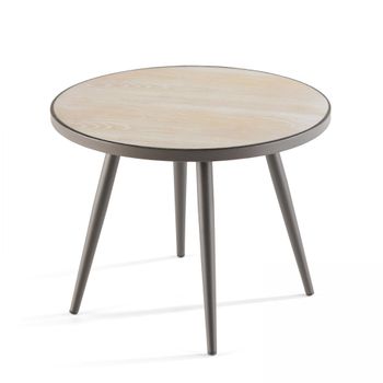 Mesa de centro redonda con mesa de imitación de madera