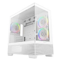 caja deepcool cg380 3f wh panoramica blanca con cristal templado y 3 ventiladores argb