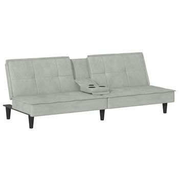 Sofá Cama | Cama Para Adultos Con Portavasos Terciopelo Gris Claro