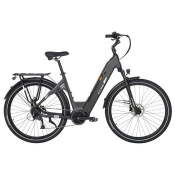 Bicicleta Eléctrica Ttgo C7 Se De 28” Con Motor Central De 250 W, 9 Velocidades, Urbana, Gris