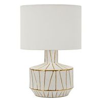 lampara de mesa de resina beige con detalles dorados cm o 40x60