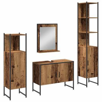Juego De Muebles De Baño 4 Pcs Marrón Madera De Ingeniería Vidaxl