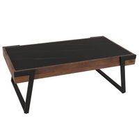 mesa de centro mesa de salon 43x120x64 cm piedra sinterizada aspecto marmol madera negro marron oscuro 040008447