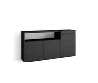 aparador para salon gran capacidad de almacenaje 150x35x75cm 3 puertas armario zapatero estilo moderno negro