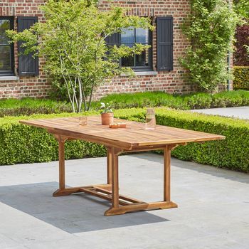Mesa De Jardín Extensible De Madera Teca Maciza Aceitada 8/10 Pers.