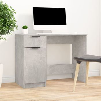 Escritorio De Madera Contrachapada Gris Hormigón 100x50x75 Cm Vidaxl