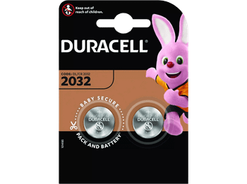 Pila botón - Duracell 2032, Paquete 2 unidades, 3V, DL2032, CR2032, Plata