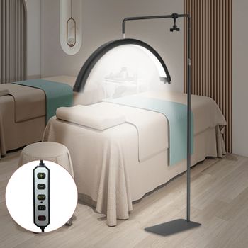 Lámpara LED de media luna de 24 pulgadas con temperatura de 3000K-6000K, luz de relleno de pie para tratamientos de belleza, tatuajes, cejas y filmación.