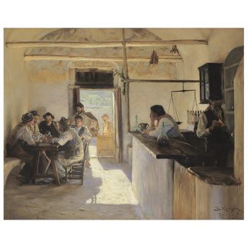 Legendarte - Cuadro Lienzo, Impresión Digital - Osteria In Ravello - Peder Severin Krøyer - Decoración Pared Cm. 60x75