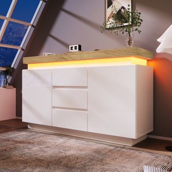 Aparador - Mueble Para Salón Y Dormitorio - Tablero De Partículas - Blanco (140x39x81cm)