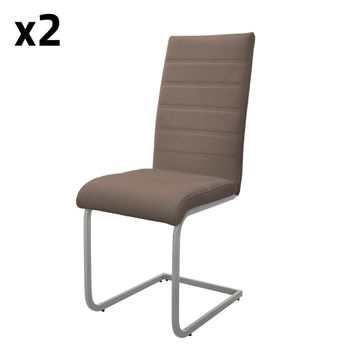 2x Sillas de comedor basculantes, imitación cuero marrón respaldo alto