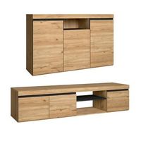 set naturale salon comedor mueble auxiliar  buffet-mueble tv 160cm roble negro nordico