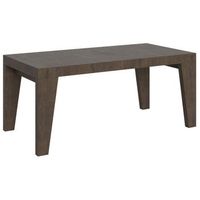 mesa de comedor extensible de madera naxo-color marron-soporte 2 pies-5 alargaderas finas-ancho extensible