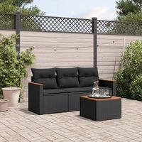 conjunto de sofas jardin 4 uds  mueble jardin mesa y sillas con cojines ratan sintetico negro cfw505908